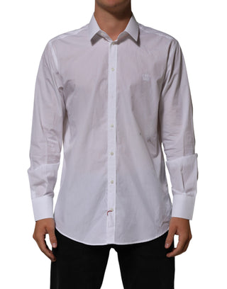 Dolce & Gabbana White Cotton Collared Men MARTINI Dress Shirt