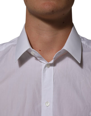 Dolce & Gabbana White Cotton Collared Men MARTINI Dress Shirt