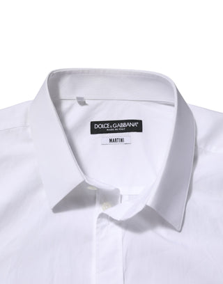 Dolce & Gabbana White Cotton Collared Men MARTINI Dress Shirt