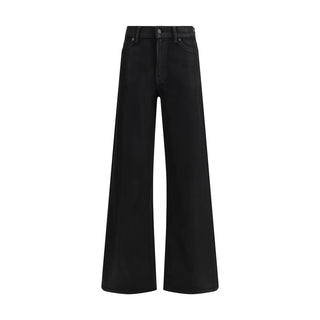 7FOR Black Cotton Flared Jeans