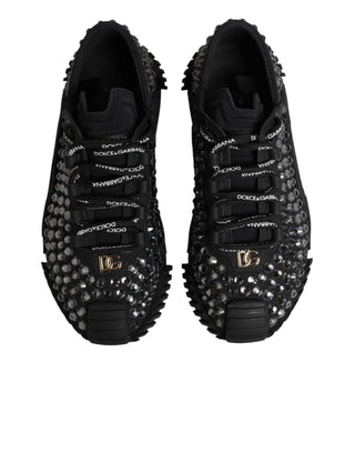 Dolce & Gabbana Shoes Black Embellished Low Top NS1 Sneakers Shoes