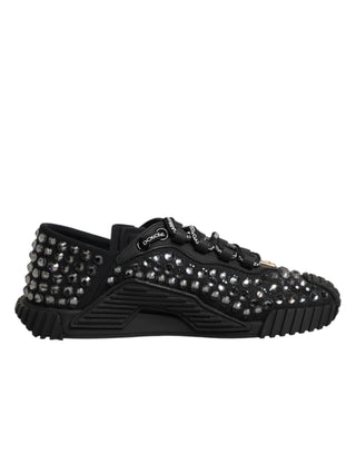 Dolce & Gabbana Shoes Black Embellished Low Top NS1 Sneakers Shoes