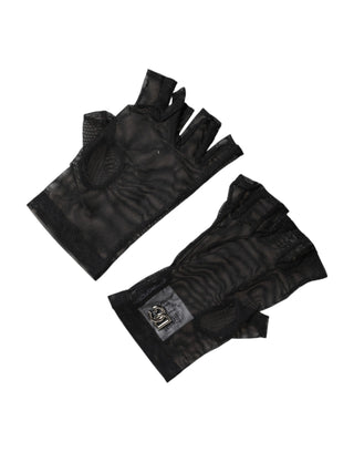 Dolce & Gabbana Black Nylon Wrist Length Fingerless Mitten Gloves