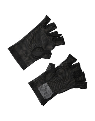 Dolce & Gabbana Black Nylon Wrist Length Fingerless Mitten Gloves