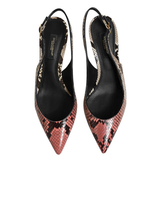 Dolce & Gabbana Multicolor Leather Heels Slingback Shoes