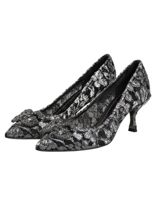 Dolce & Gabbana Silver Lace DG Amore Heels Pumps Shoes