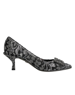 Dolce & Gabbana Silver Lace DG Amore Heels Pumps Shoes