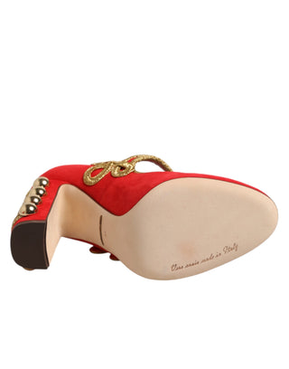 Dolce & Gabbana Red Embellished MARY JANES Pumps  Shoes