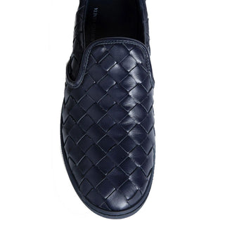Bottega Veneta Blue Calfskin Low Top Sneakers