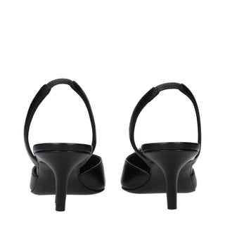 Amina Muaddi Black Leather Pumps