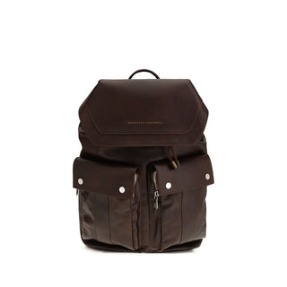 Brunello Cucinelli Brown Calf Leather Bos Taurus Backpack