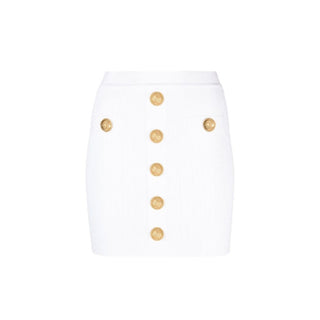 Balmain White Polyester Mini Skirt