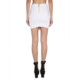 Balmain White Polyester Mini Skirt