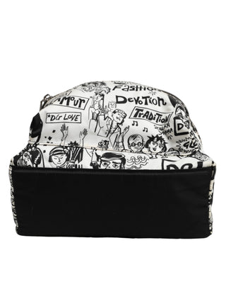 Dolce & Gabbana Black White Graffiti Print School Backpack Men Borse Bag