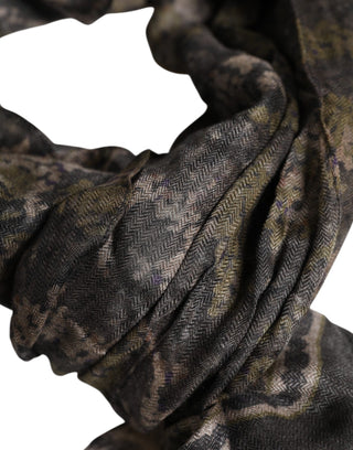 Dolce & Gabbana Multicolor Camouflage Fringes Modal Foulard Scarf