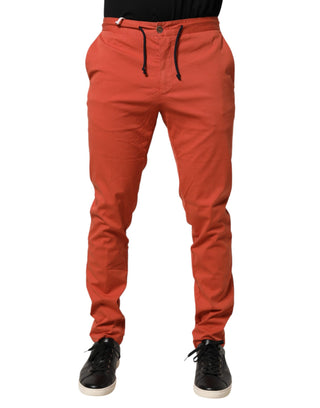Domenico Tagliente Orange Skinny Fit Men Chino Trouser Pants