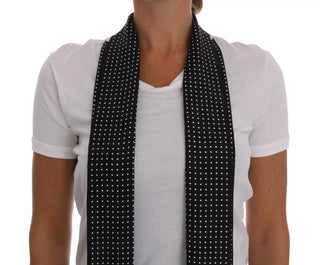 Dolce & Gabbana White Cotton Black Silk Scarf Top T-shirt