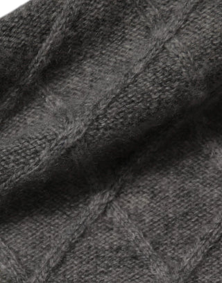 Ballantyne Gray Cashmere Argyle Intarsia Knit Crew Neck Men Sweater