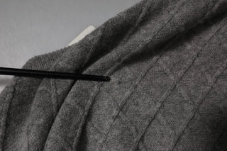 Ballantyne Gray Cashmere Argyle Intarsia Knit Crew Neck Men Sweater