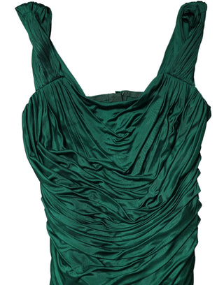 Dolce & Gabbana Green Viscose Drape Jersey Organzine Tank Top