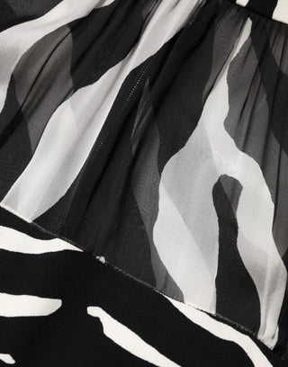 Dolce & Gabbana Zebra Print Chiffon Paneled Crop Blouse Top