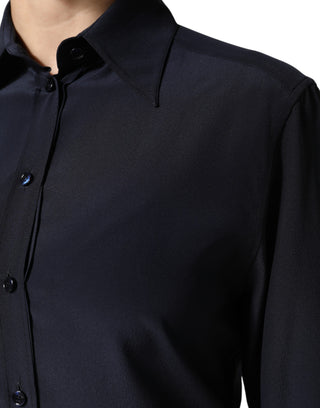 Dolce & Gabbana Blue Collared Long Sleeves Dress Shirt Top