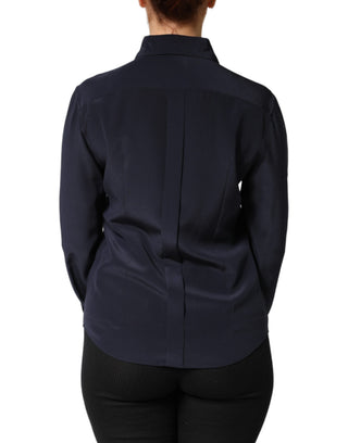 Dolce & Gabbana Blue Collared Long Sleeves Dress Shirt Top