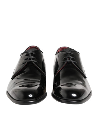 Dolce & Gabbana Black Calfskin Leather Derby Men Dress Shoes