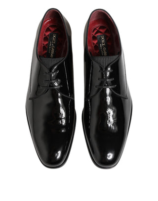 Dolce & Gabbana Black Calfskin Leather Derby Men Dress Shoes
