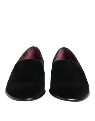 Dolce & Gabbana Black Leather Suede Slip On Loafer Dress Shoes