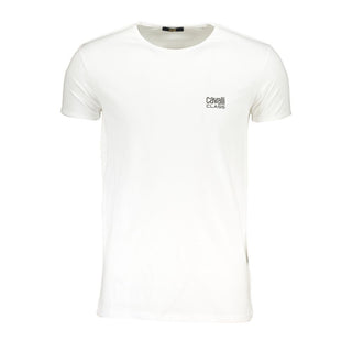 Cavalli Class Bianco Cotton Men T-Shirt