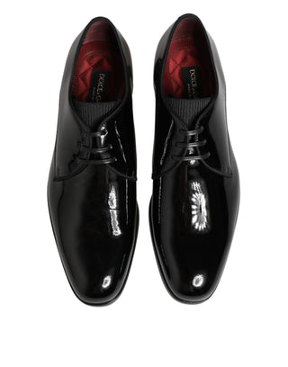 Dolce & Gabbana Black Calfskin Leather Derby Dress Shoes