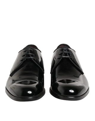 Dolce & Gabbana Black Calfskin Leather Derby Dress Shoes