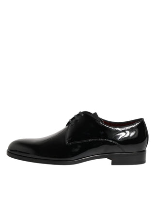 Dolce & Gabbana Black Calfskin Leather Derby Dress Shoes