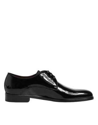 Dolce & Gabbana Black Calfskin Leather Derby Dress Shoes