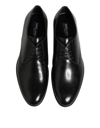 Dolce & Gabbana Black Calfskin Leather Derby Dress Shoes