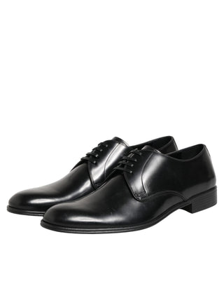 Dolce & Gabbana Black Calfskin Leather Derby Dress Shoes