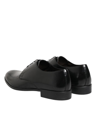 Dolce & Gabbana Black Calfskin Leather Derby Dress Shoes