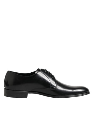 Dolce & Gabbana Black Calfskin Leather Derby Dress Shoes