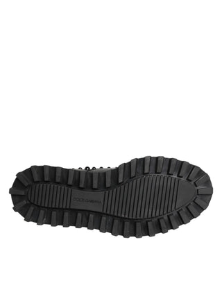 Dolce & Gabbana Black Leather Studded Men Formal Derby  Shoes