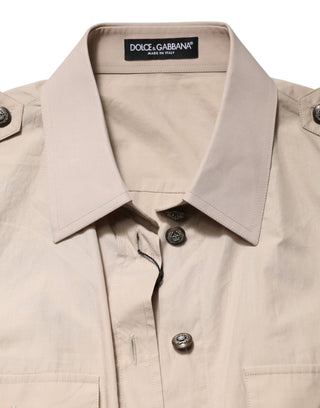 Dolce & Gabbana Beige Collared Long Sleeve Cotton Shirt Top