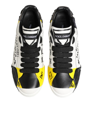 Dolce & Gabbana Multicolor Leather Graffiti Low Top Sneakers Shoes