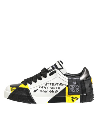 Dolce & Gabbana Multicolor Leather Graffiti Low Top Sneakers Shoes