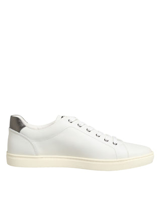 Dolce & Gabbana White Leather Heart Embellished Sneakers Shoes
