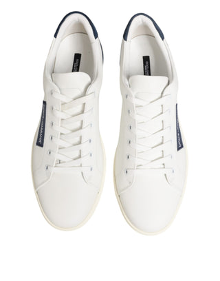 Dolce & Gabbana White Blue Leather Logo Patch Sneakers Shoes