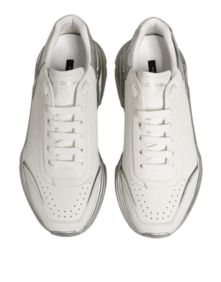 Dolce & Gabbana White Silver Daymaster Low Top Sneakers Shoes