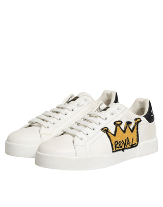 Dolce & Gabbana White Crown Patch Portofino Men Sneakers  Shoes