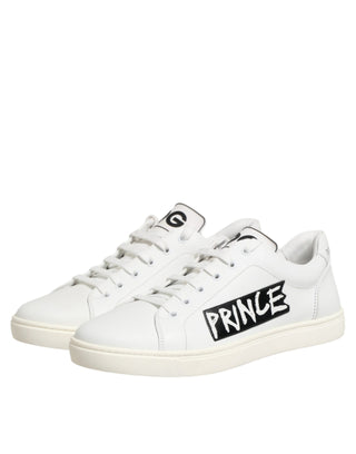 Dolce & Gabbana White Prince Leather Low Top Men Sneakers Shoes