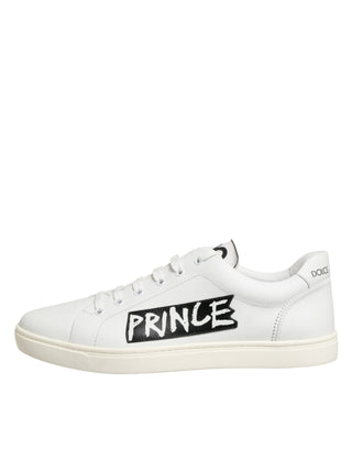Dolce & Gabbana White Prince Leather Low Top Men Sneakers Shoes