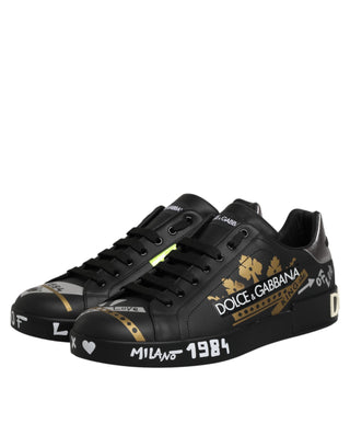 Dolce & Gabbana Black Crown Logo Low Top Men Sneakers Shoes
